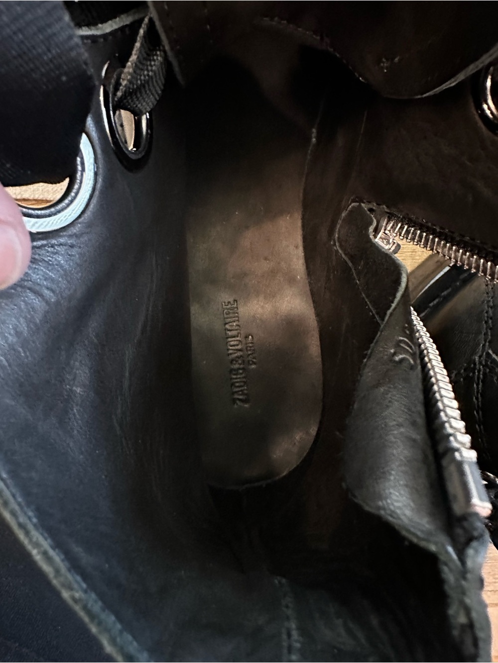 Zadig & Voltaire Black Leather Combat Boots with Side Zip - Picture 4 of 5